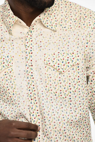 Floral-Motif Courduroy Shirt