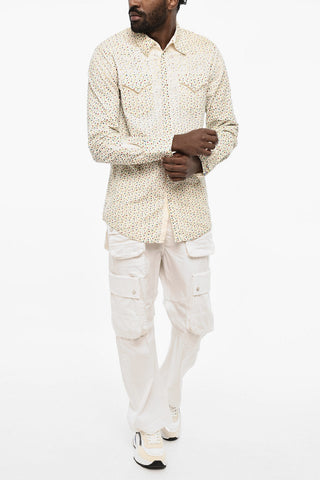 Floral-Motif Courduroy Shirt