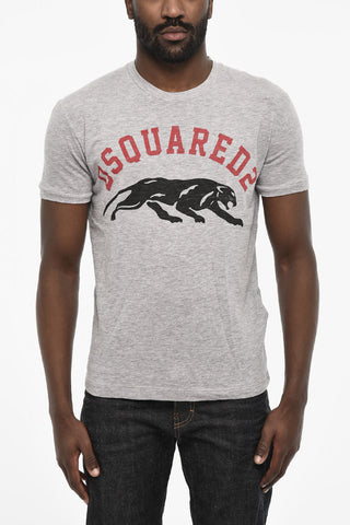 T-shirt Girocollo In Cotone con Stampa Frontale