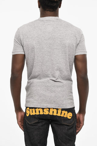 T-shirt Girocollo In Cotone con Stampa Frontale