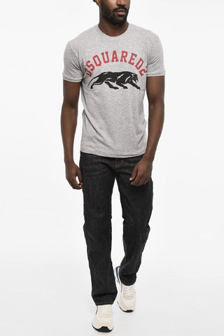 T-shirt Girocollo In Cotone con Stampa Frontale