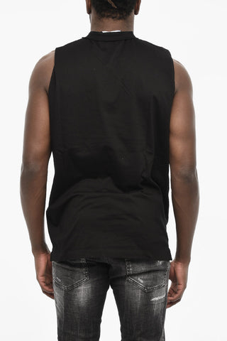 T-shirt Girocollo in Cotone con Maxi Stampa Frontale