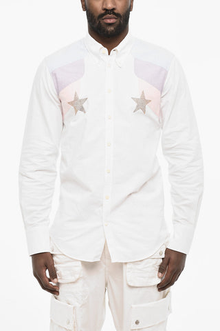 Button down Cotton Shirt with Rhinestone Stars