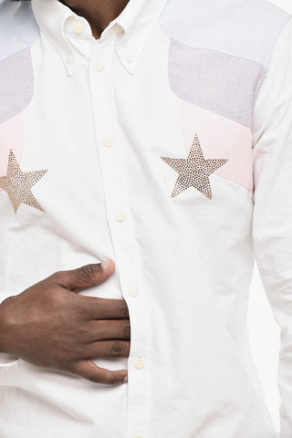 Button down Cotton Shirt with Rhinestone Stars