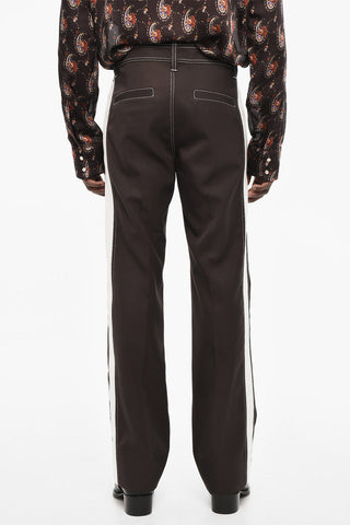 Pantaloni Bicolore in Twill di Cotone