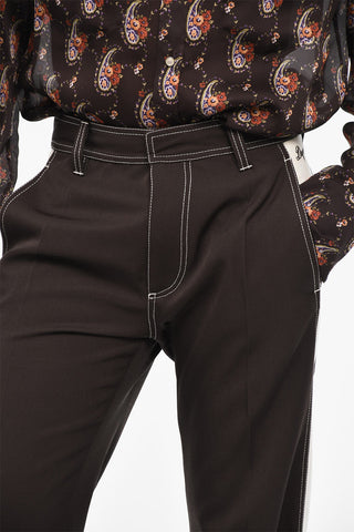 Pantaloni Bicolore in Twill di Cotone