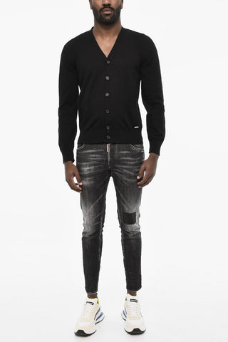 Cardigan Scollo a V Con Doppia Tasca