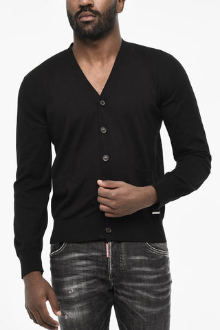 Cardigan Scollo a V Con Doppia Tasca