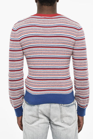Tricolor Cotton V-Neck Sweater