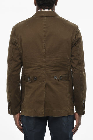 Cotton Sahariana Blazer with Logoed Buttons