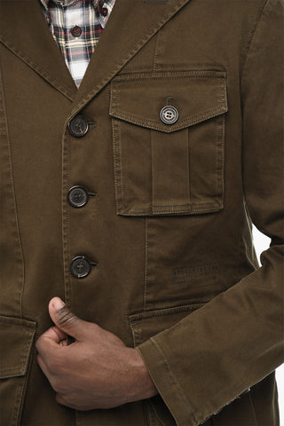 Cotton Sahariana Blazer with Logoed Buttons