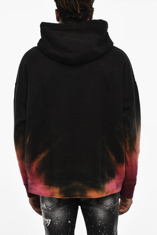 Felpa Hoodie in Cotone Felpato Con Fondo Sfumato