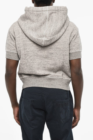 Fleeced-Cotton Hoodie with Sleeveless