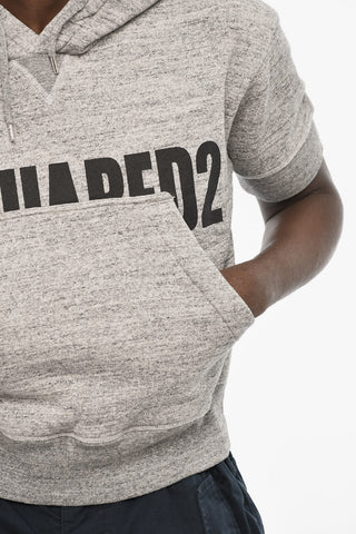 Fleeced-Cotton Hoodie with Sleeveless