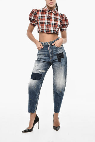 Jeans Effetto Vintage a Vita Alta