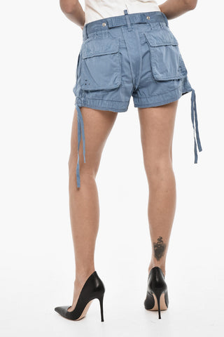 Double Pleated Cotton Shorts with Laces