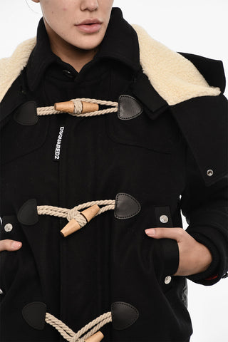 Giubbotto in Misto Lana Vergine e Nylon con Chiusura Alamari 