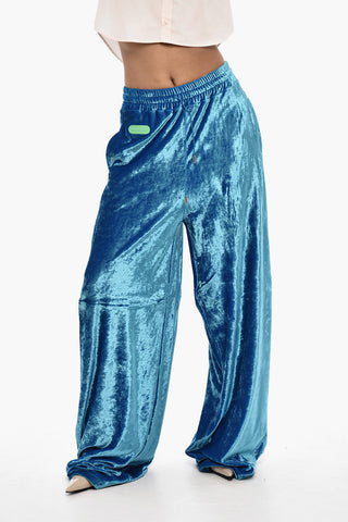 Loose Fit Velvet Pants with Drawstring Waist