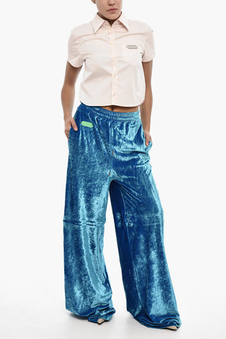 Loose Fit Velvet Pants with Drawstring Waist