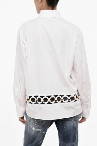 Popeline-Bluse WOODSTOCK mit Openwork-Detail