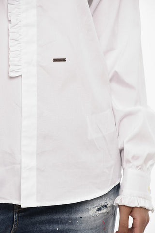 Camicia In Popeline di Cotone con Fiocco sul Collo 