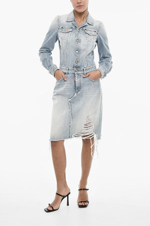 Vintage-Effect Denim Shirt Dress