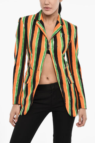 Gestreifter Blazer mit Pattentasche und Cut-out-Details