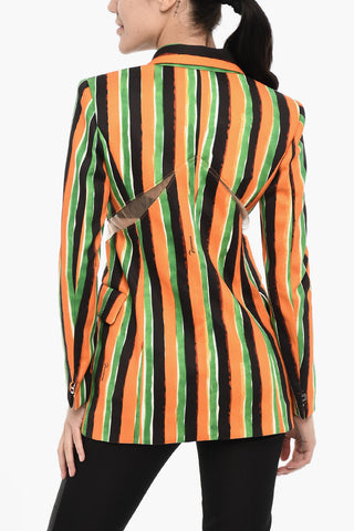 Gestreifter Blazer mit Pattentasche und Cut-out-Details