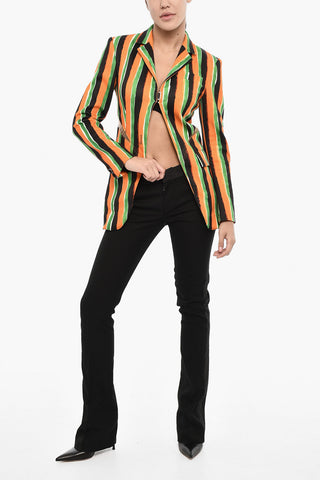 Gestreifter Blazer mit Pattentasche und Cut-out-Details