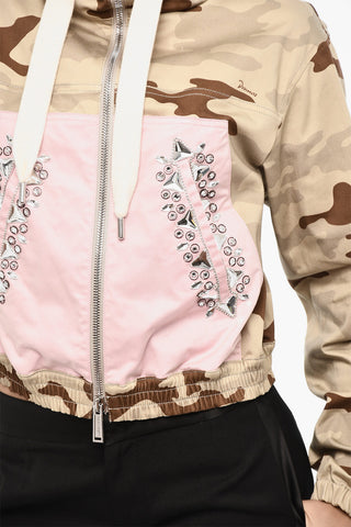 Giubbotto Leggero Camouflage con Cappuccio e Gioielli