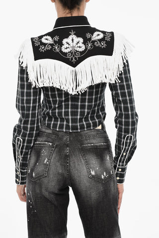 Kariertes Hemd Mit Fransen Und Druckknöpfen