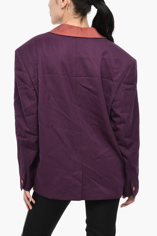 Ein-Knopf-Blazer aus zweifarbiger Schurwollmischung mit Pattentaschen