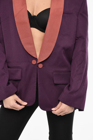 Ein-Knopf-Blazer aus zweifarbiger Schurwollmischung mit Pattentaschen