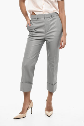 Pantaloni Crop In Pelle Foderati