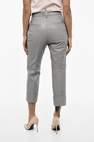 Pantaloni Crop In Pelle Foderati