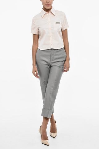 Pantaloni Crop In Pelle Foderati
