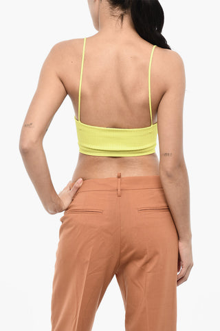 Geripptes Crop-Top mit tiefem Ausschnitt