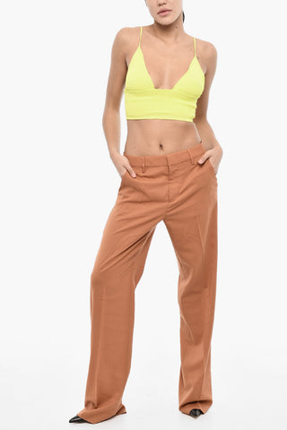 Geripptes Crop-Top mit tiefem Ausschnitt
