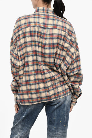 Checked Cotton Overshirt with Leather Logo