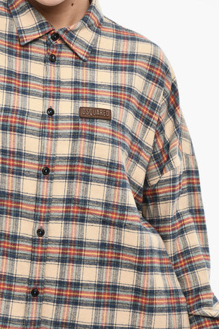 Checked Cotton Overshirt with Leather Logo