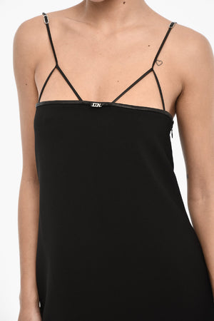 Einfarbiges Mini-Kleid Mit Lederbesatz