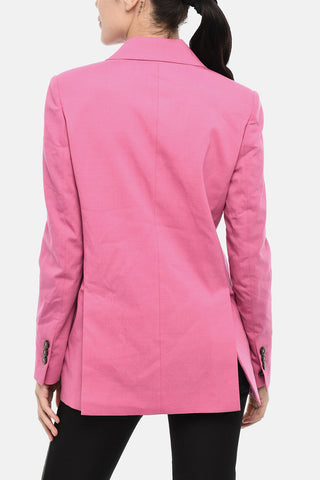 Solid-Color Double-Breasted Virgin Wool-Blend Blazer