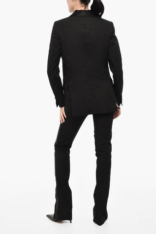 Twill Single Breasted 1 Buttons Blazer with Flap Pockets