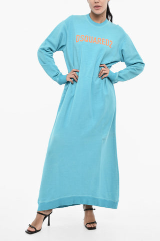 Sweat Maxi Dress with Contrast Logo