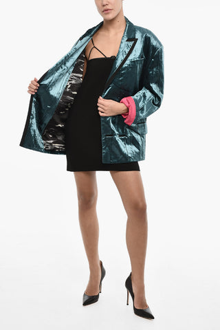 Oversize-Doppelreiher-Jacke aus Velours