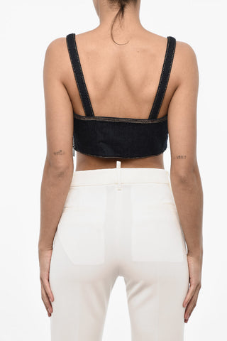 Crop-Top aus Denim mit Cut-out-Details