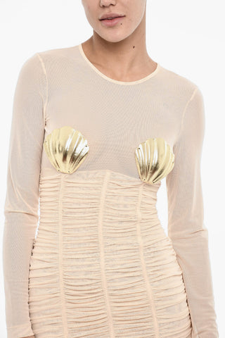 Drapiertes Minikleid mit Muschel-Detail
