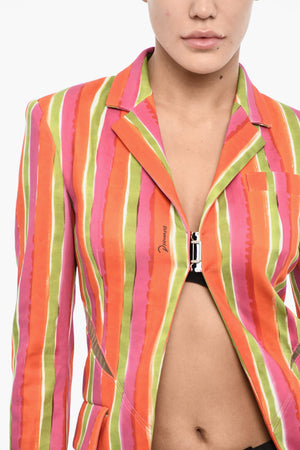 Blazer a Righe con Dettaglio Cut Out