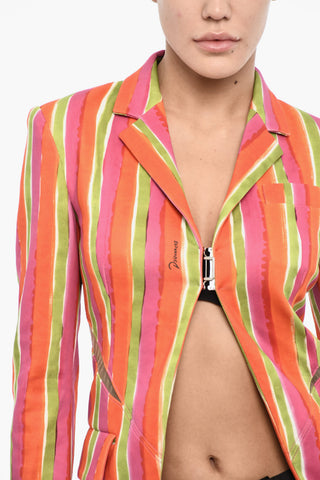 Blazer a Righe con Dettaglio Cut Out