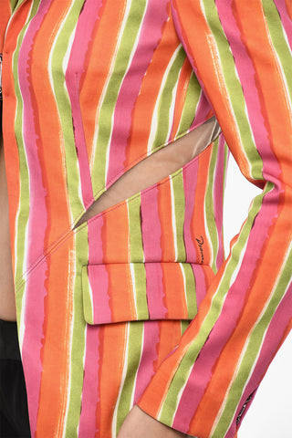 Blazer a Righe con Dettaglio Cut Out